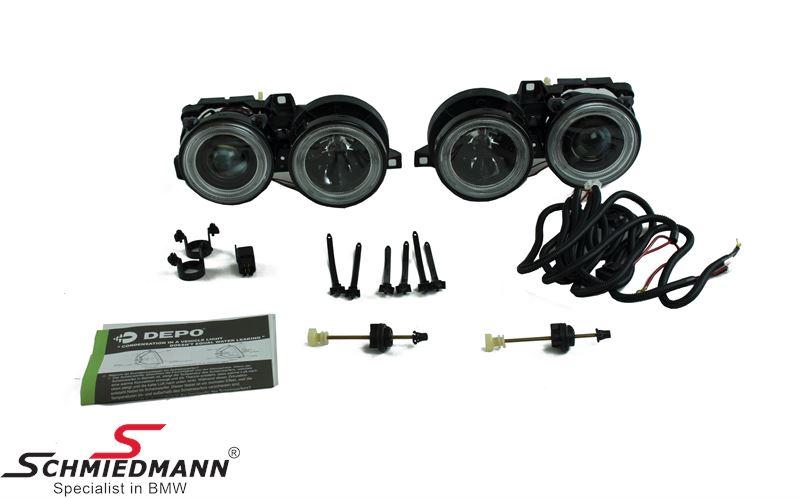 Depo Euro black smiley/crosshair headlights with angel eyes